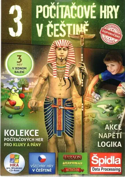 3x PC hra v jednom - Šťávomat/ Zahrajem si na vojáky / Faraón - pošetka