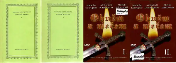 Ohněm a mečem 1,2 - Henryk Sienkiewicz ( 2x kniha bazarová + 2x DVD )