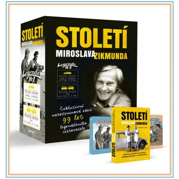 Století Miroslava Zikmunda - Miroslav Náplava, Vladimír Kroc, Petr Horký, Miroslav Zikmund ( poškozený papírový box na knihy )