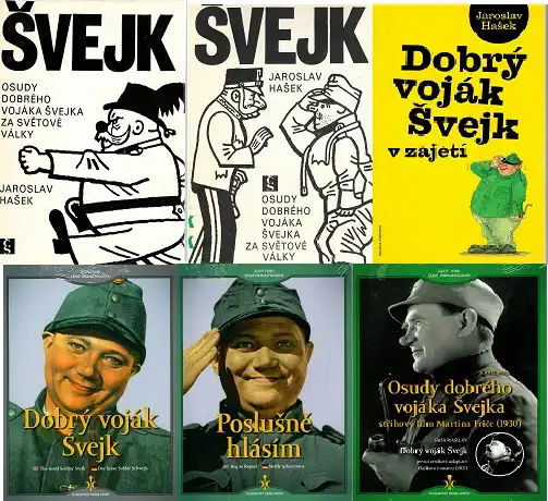 Osudy dobrého vojáka Švejka za světové války 1+2 a 3+4 - Jaroslav Hašek ( 3x kniha bazarová + 3x DVD )