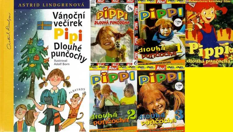 Vánoční večírek Pippi dlouhé punčochy - Astrid Lindgrenová ( 1x kniha + 5 DVD )