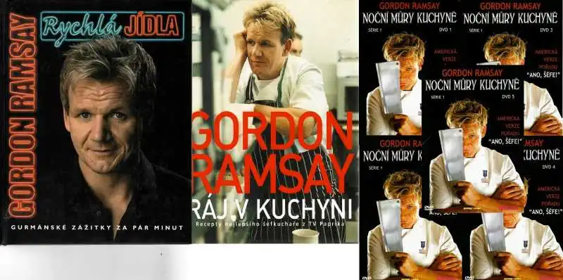 Rychlá jídla / Ráj v kuchyni - Gordon Ramsay ( 2x kniha bazarová + 5x DVD )