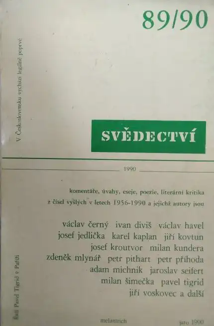 Svědectví - čtvrtletník pro politiku a kulturu - Pavel Tigrid /bazarové zboží/