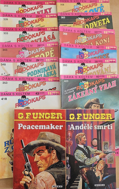 Kolekce časopisů Rodokaps - Dáma s koltem , G.F.Unger Peacermaker, Andělé smrti /bazarové zboží/ 15ks
