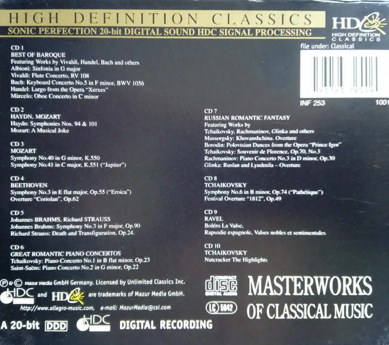 Masterworks of classical music - High definition classic - 10CD