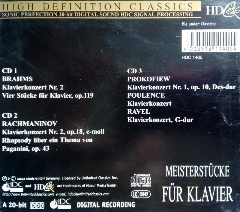 Meisterstucke fur klavier - High definition classical 3CD