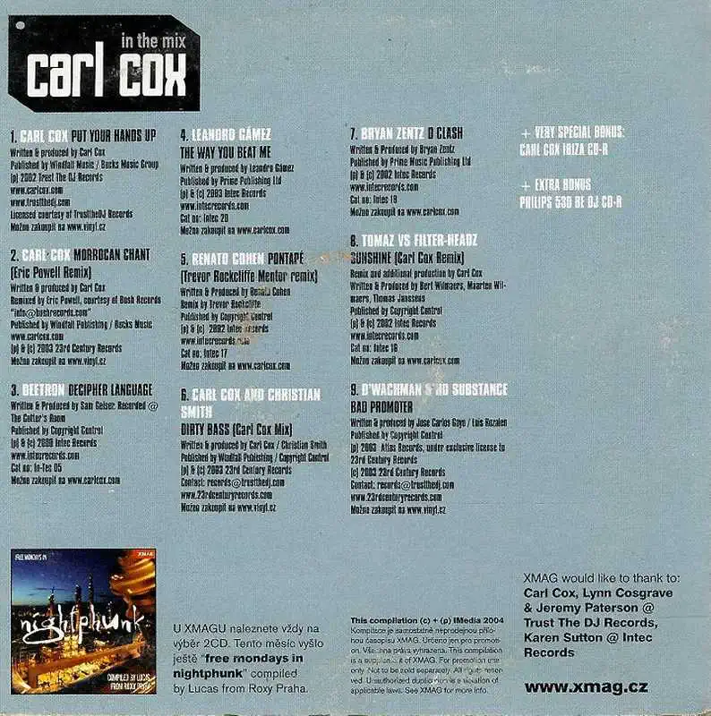 Carl Cox in the mix ( bazarové zboží ) pošetka  CD