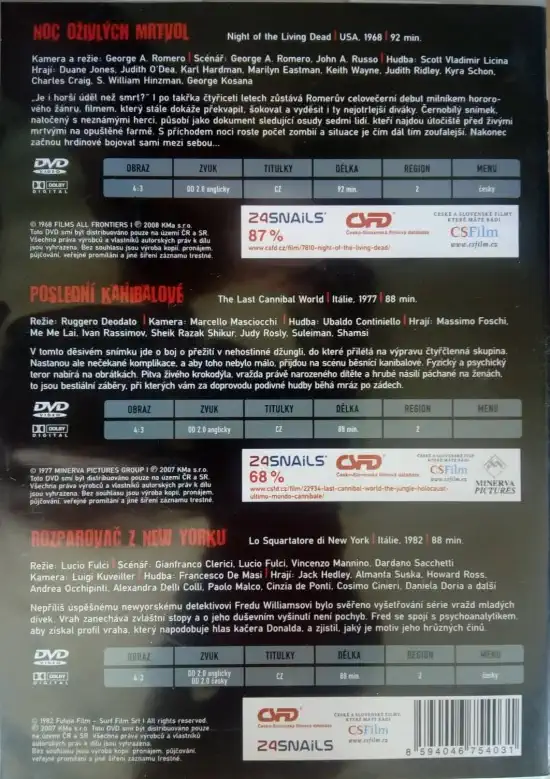 3x horor: Night of the Living Dead, Poslední kanibalové, Rozparovač v New Yorku