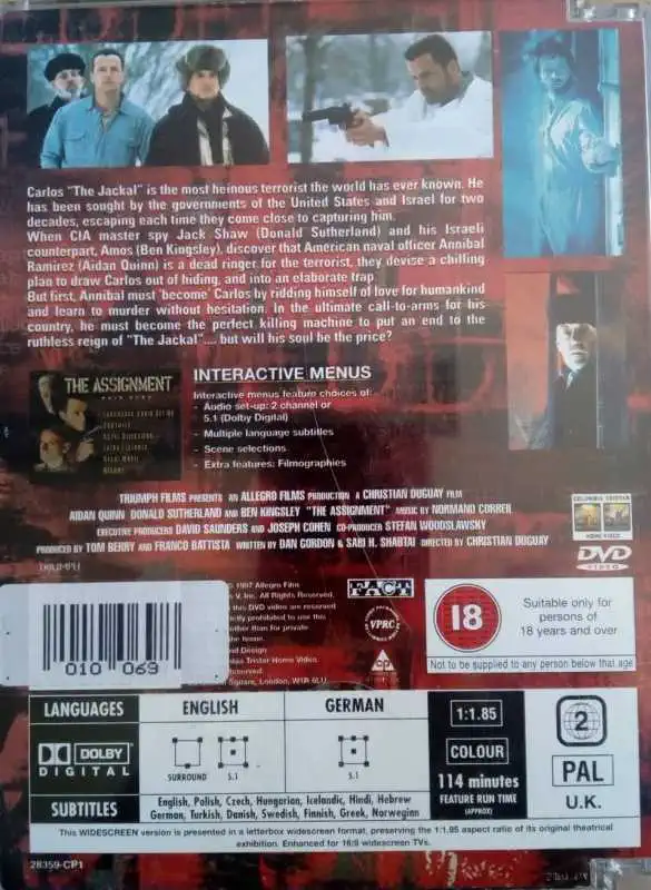 The Assignment / Hon na šakala - původní znění, cz titulky DVD plast (bazarové zboží)
