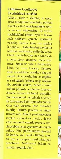 Tvrdohlavá nevěsta - Catherine Coulterová ( bazarové zboží )