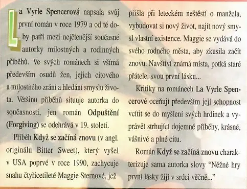 Když se začíná znovu - La Vyrle Spencerová ( bazarové zboží )