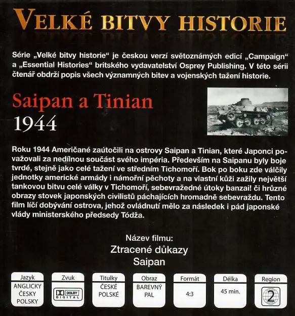 Velké bitvy historie 50 - Saipan a Tinian 1944 (časopis + DVD)