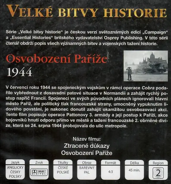Velké bitvy historie 52 - Osvobození Paříže 1944 (časopis + DVD)