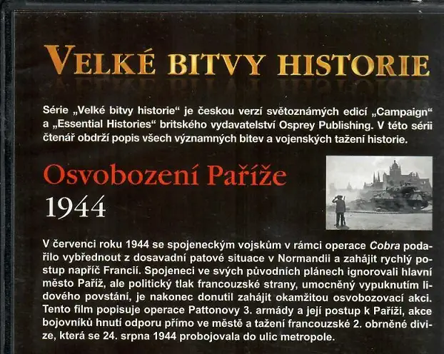 Velké bitvy historie 52 - Osvobození Paříže 1944 - slim DVD