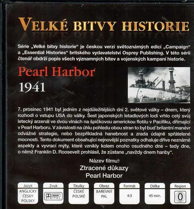 Velké bitvy historie 2 - Pearl Harbor 1941 - slim DVD