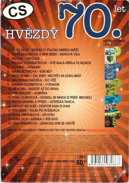 Hvězdy 70. let - CD pošetka - bazarové zboží 
