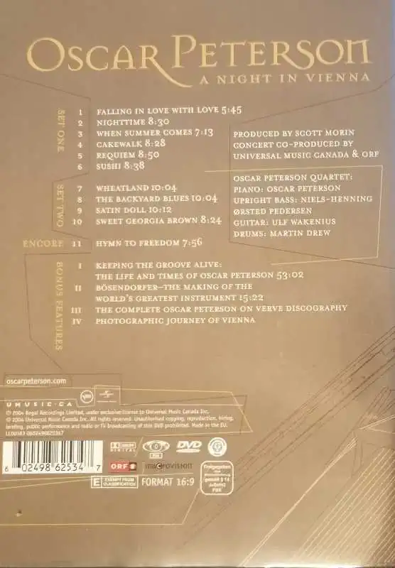 Oscar Peterson - A night in Vienna - DVD plast