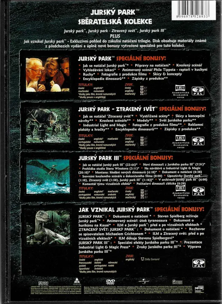 Jurský park - sběratelská kolekce - 4 DVD plast /bazarové zboží/
