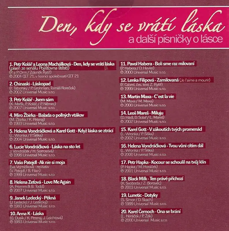 Den, kdy se vrátí láska ( pošetka ) CD