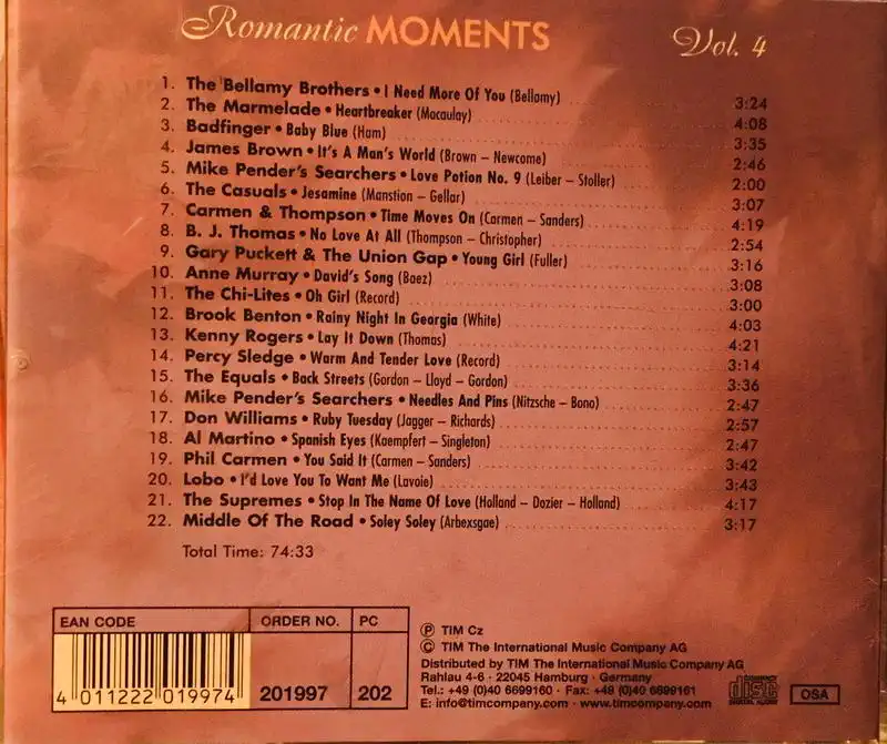 Romantic Moments - Vol. 4 - Love Songs - CD /plast/