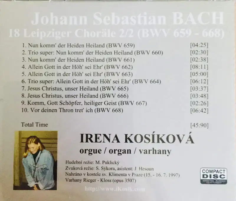 J.S. Bach - 18 Leipziger Choräle - Irena Kosíková - CD /plast/
