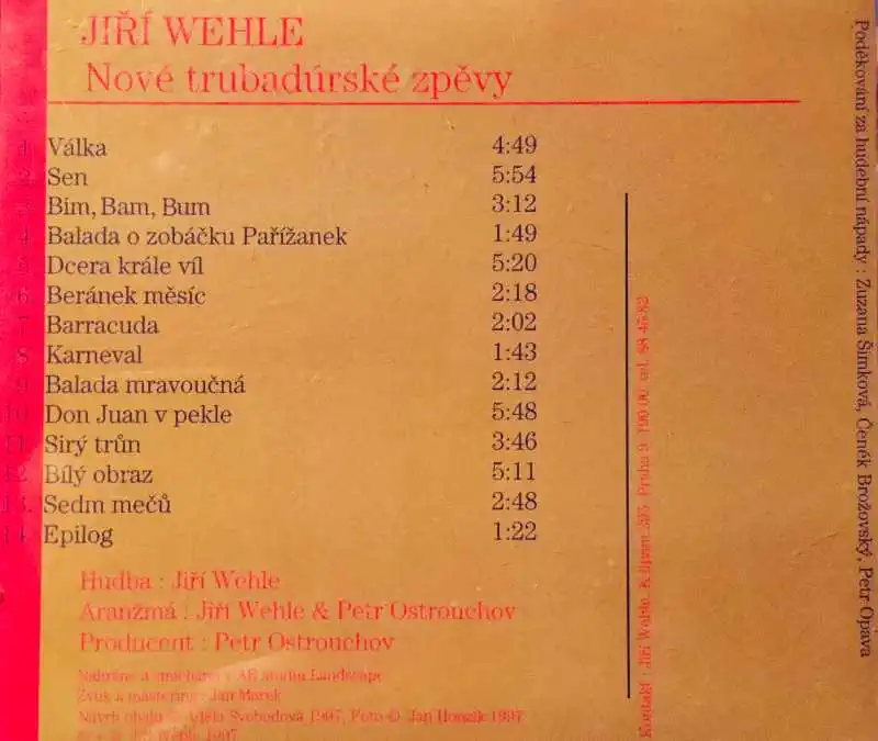 Jiří Wehle - Nové trubadúrské zpěvy - CD /plast/