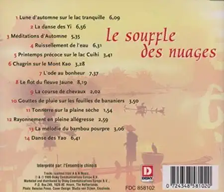 Le souffle ge nuages - Sensibilité de la musique chinoise - CD /plast/