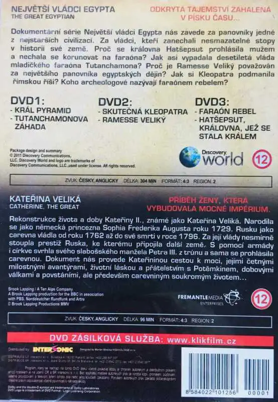 Největší vládci Egypta 1.-3.díl + DVD Kateřina Veliká - 4xDVD /plast/