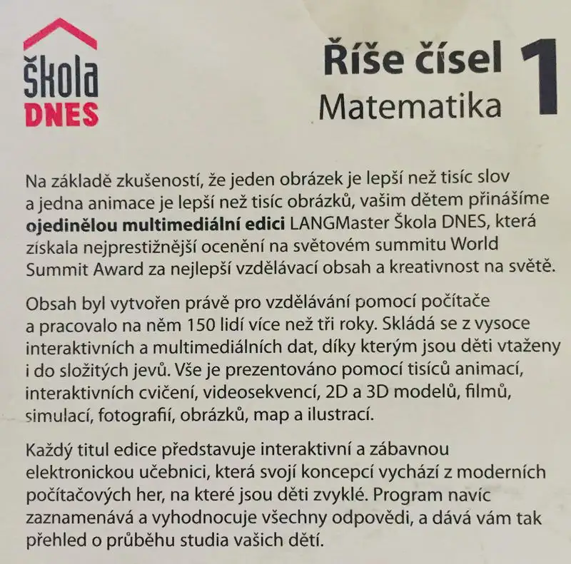 Říše čísel - Matematika 1 - CD /pošetka//bazarové zboží/