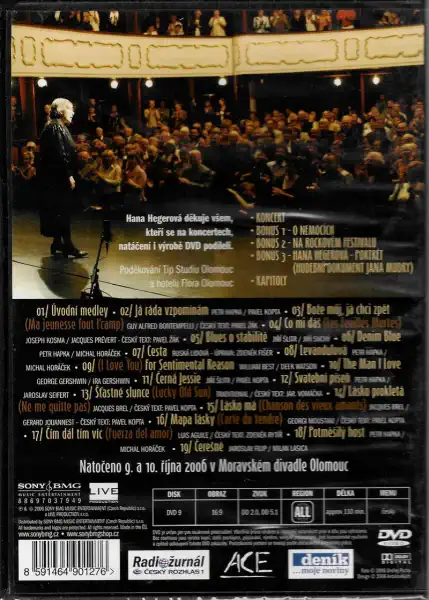 Hana Hegerová - záznam koncertu - DVD plast 