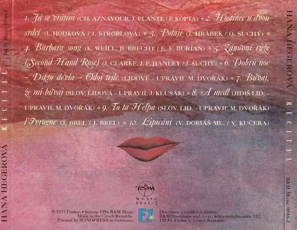 Hana Hegerová - Recitál - CD /plast/