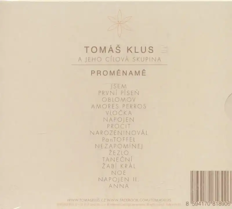Tomáš Klus a Jeho cílová skupiny - Proměnamě - CD /karton obal/