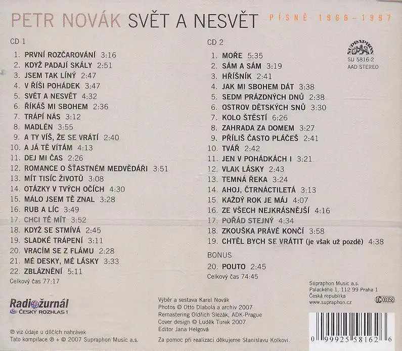 Petr Novák - Svět a nesvět - 2xCD /plast/