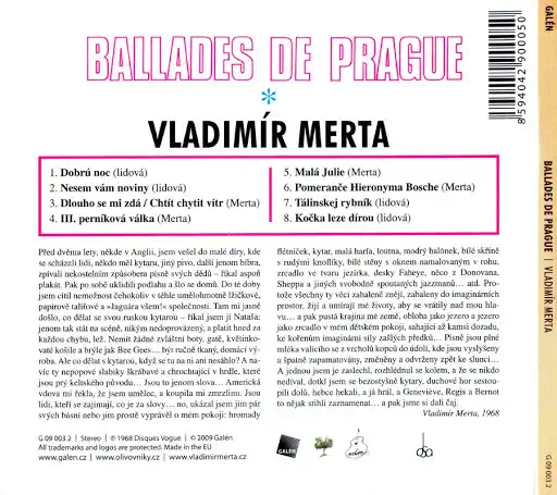 Vladimír Merta - Ballads de Prague - CD /karton obal/