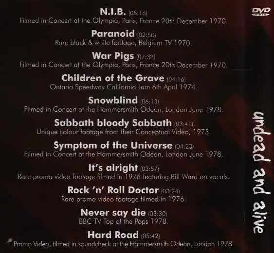 Black Sabbath - Undead and Alive - DVD /plast/