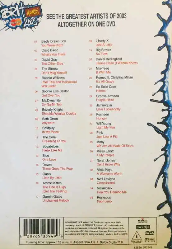 Brit Awards 2003 - Access All Artists - DVD /plast/