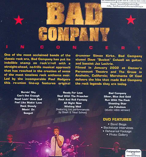 Bad Company - In Concert - Merchants of Cool - DVD /plast/