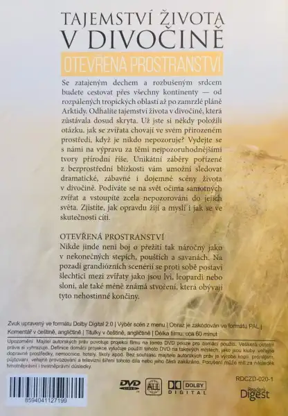 Tajemství života v divočině - Otevřená prostranství - DVD /plast/