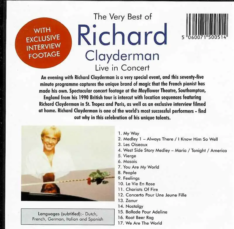 The very best of RICHARD CLAYDERMAN - Live in concert ( plast ) DVD