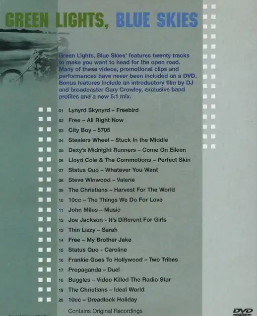 Green Lights, Blue Skies - 20 driving rock videos - DVD /plast/