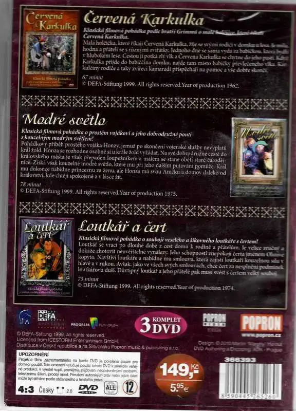 3x DVD Box Klasické filmové pohádky ( plast ) - 3DVD - bazarové zboží 