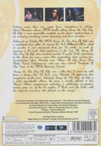 Stevie Wonder - Songs In The Key of Life - DVD /plast/