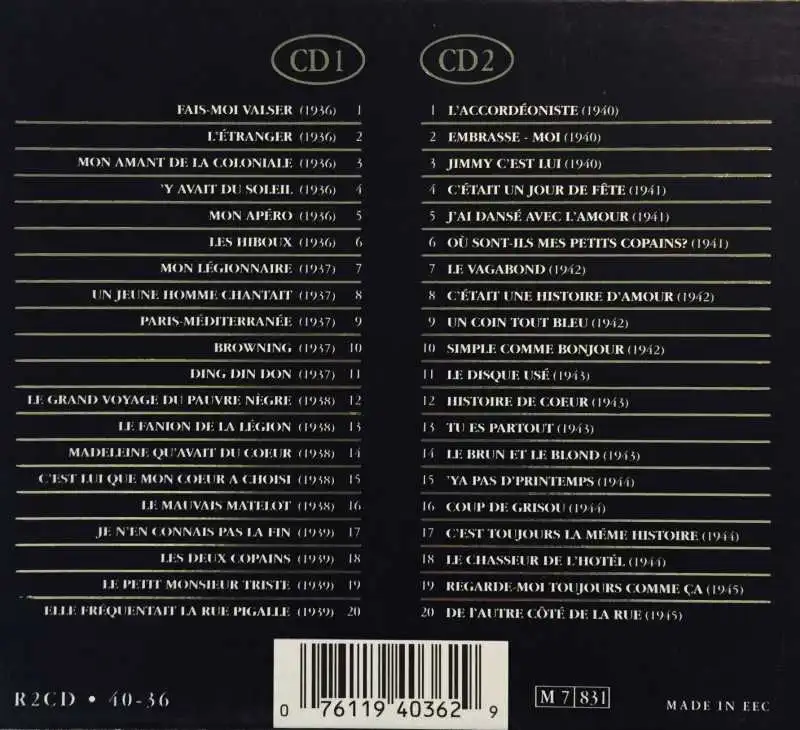 Edith Piaf - The Gold Collection 40 - 2xCD /plast v šubru/