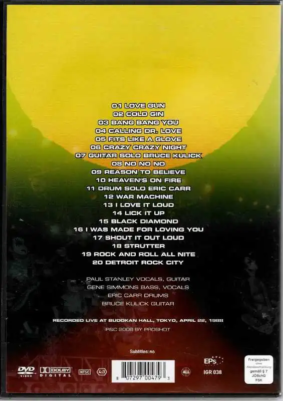 Kiss -Live at Budokan 1988 - DVD plast