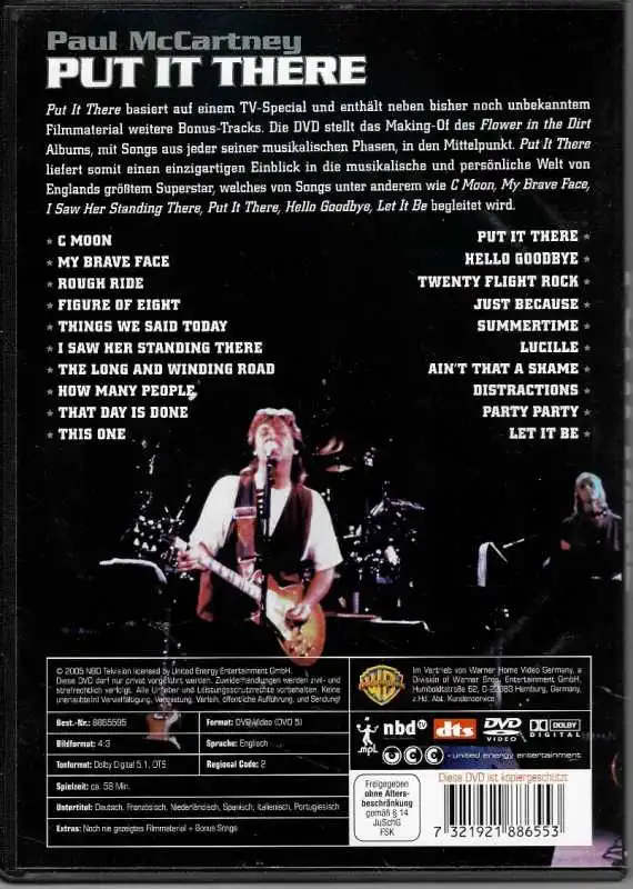PUT IT THERE - Paul McCartney - DVD plast