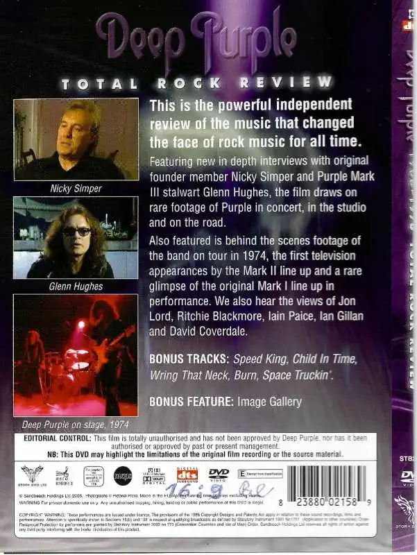 Deep Purple - 1968-1976 Total Rock Review - DVD plast