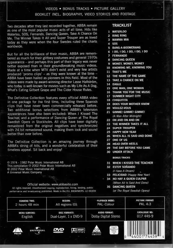 ABBA - The Definitive Coolection - DVD plast