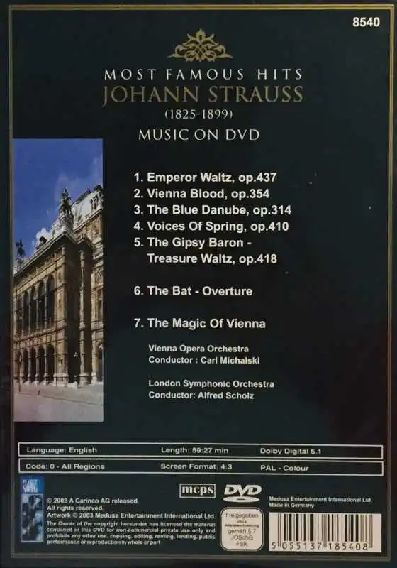Johann Strauss - Most Famous Hits - DVD /plast/