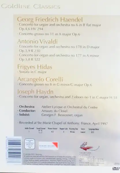 Haendel / Vivaldi / Corelli / Hidas / Haydn - Goldline Classics - DVD /plast/