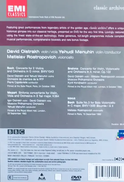 Oistrakh Menuhin Rostropovich - DVD /plast/